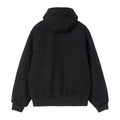 Vista trasera de la chaqueta Carhartt WIP OG Active Jacket en color Black: lona lisa con capucha, banda inferior y puños de punto acanalado sobre fondo blanco.