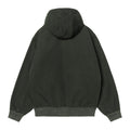 Vista trasera de la chaqueta Carhartt WIP OG Active Jacket en color Raven: lona lisa con capucha, banda inferior y puños de punto acanalado sobre fondo blanco.