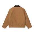 Vista trasera de la Carhartt WIP OG Detroit Jacket Winter en color marrón, mostrando el corte holgado y cuadrado, el cuello de pana oscuro y las costuras reforzadas.