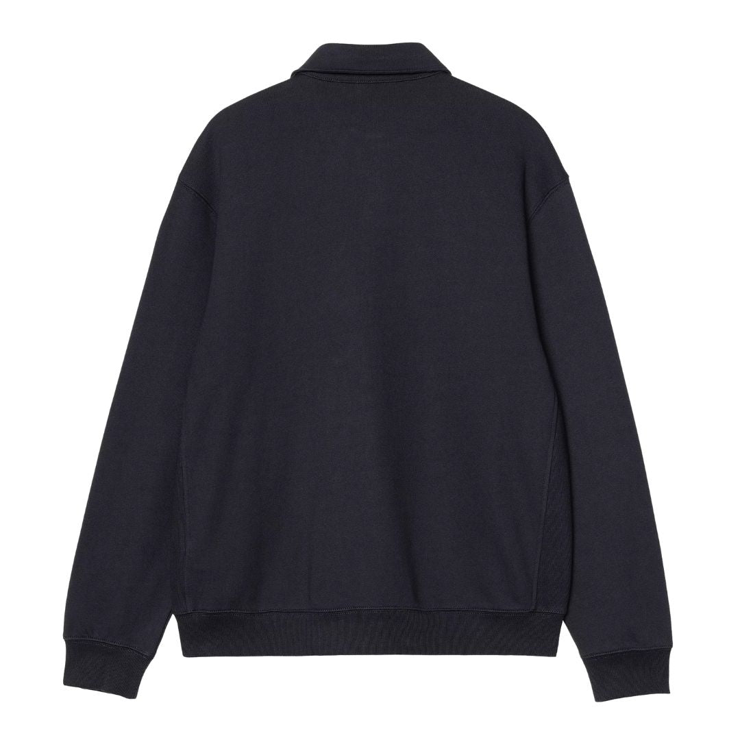 Sudadera Carhartt WIP Polo Sweat en azul Deep Night, vista trasera completa sin logotipo visible
