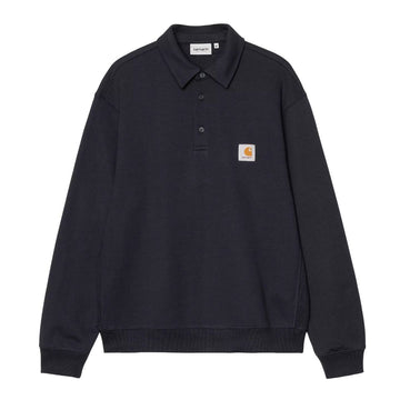 Sudadera tipo polo Carhartt WIP Polo Sweat para hombre, color Deep Night, vista frontal