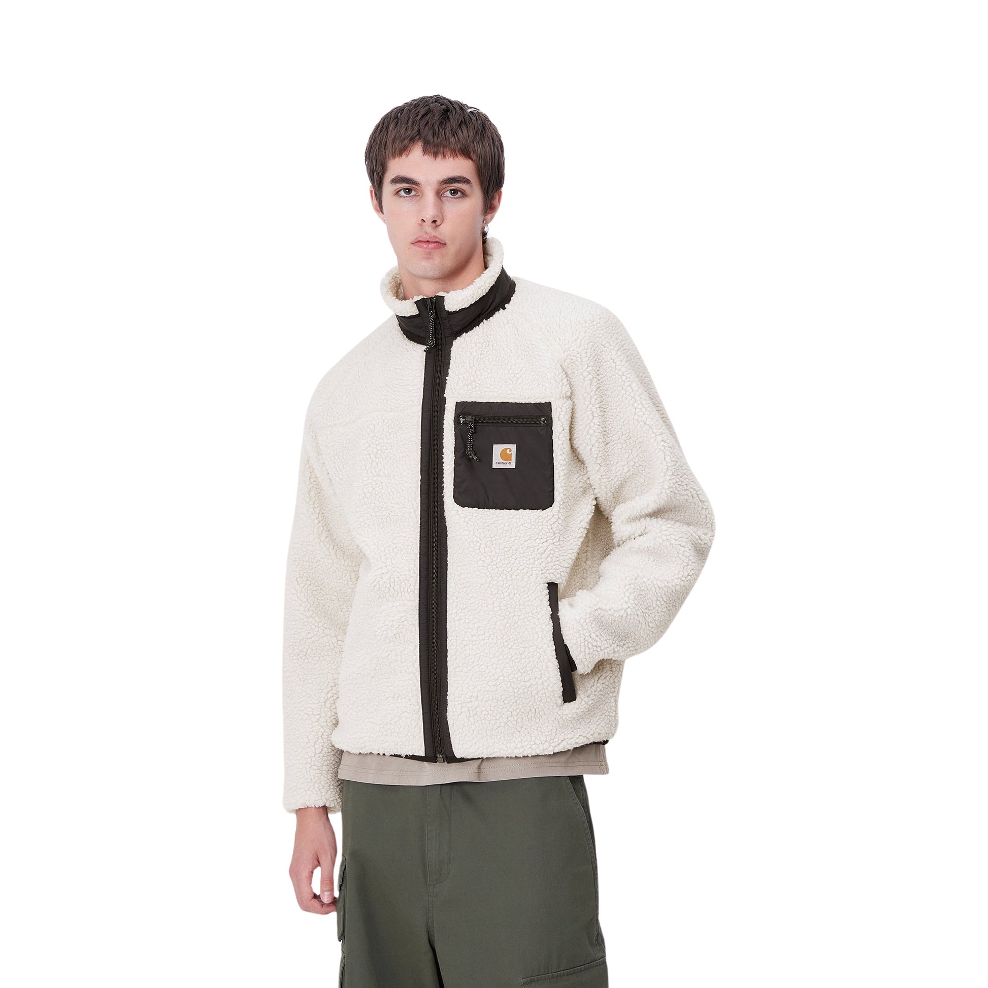 Hombre con la chaqueta forro polar Carhartt WIP Prentis Liner Blanca