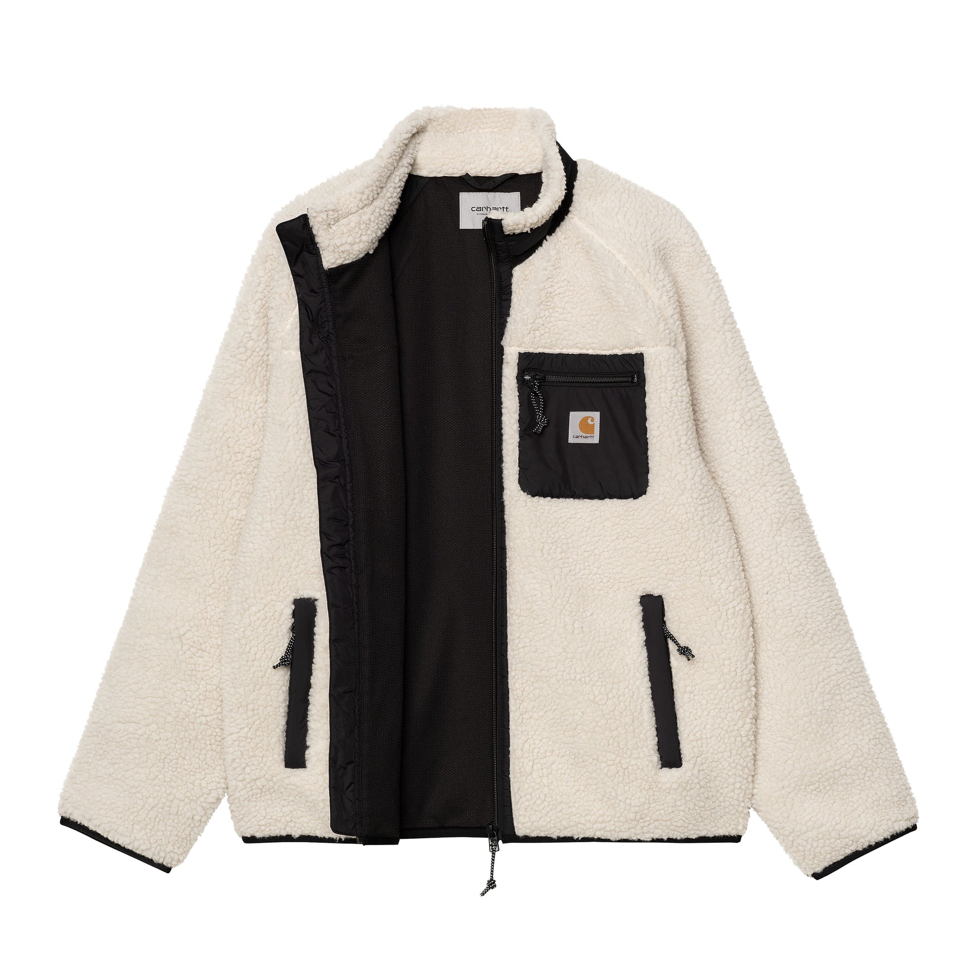 Hombre con la chaqueta forro polar Carhartt WIP Prentis Liner Blanca abierta