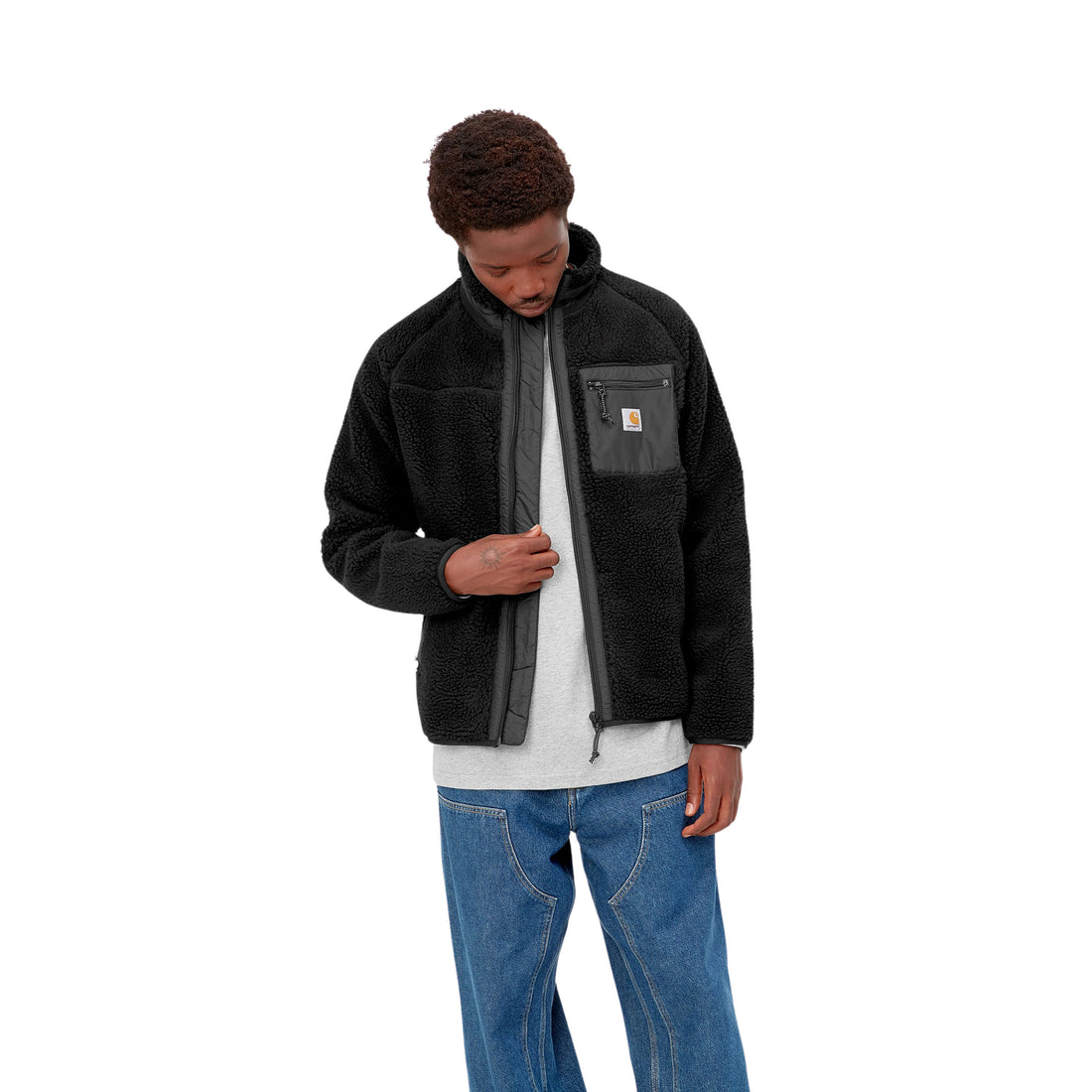 Hombre con la chaqueta forro polar Carhartt WIP Prentis Liner Negra 