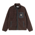 Chaqueta forro polar Carhartt WIP Prentis Liner en color Palisander / Black, vista frontal con cuello alto, cremallera y bolsillo en el pecho de contraste.