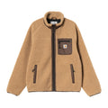 Chaqueta forro polar Carhartt WIP Prentis Liner en color WIP Dusty H / Tobacco, vista frontal con cuello alto, cremallera y bolsillo en el pecho de contraste.
