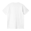 Carhartt WIP S/S Madison T-Shirt en white/black, vista trasera en plano sobre fondo blanco. Camiseta de algodón orgánico con corte holgado y espalda totalmente lisa.