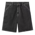 Pantalón corto Carhartt WIP Simple Short en denim negro black heavy stone wash, vista frontal.