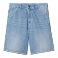 Pantalón corto Carhartt WIP Simple Short en denim azul claro blue light true washed, vista frontal.