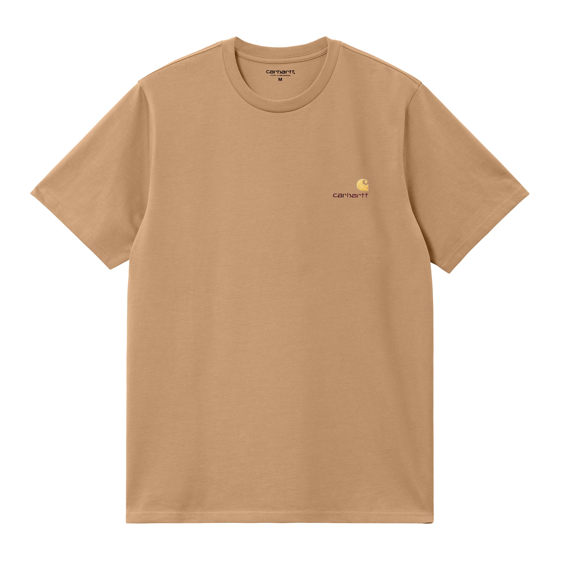 Camiseta básica de manga corta Carhartt WIP S/S American Script T-Shirt color Cacahuete