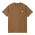 Camiseta Carhartt WIP S/S American Script T-Shirt color Hamilton Brown vista frontal con logo bordado.