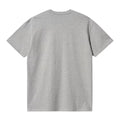 Carhartt WIP Chase T-Shirt gris jaspeado, vista trasera plana sin gráfico, mostrando el corte holgado de manga corta y el acabado limpio del dobladillo inferior.