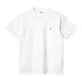 Camiseta básica de manga corta Carhartt WIP S/S Chase T-Shirt Blanca con el logo Carhartt bordado en dorado en el pecho