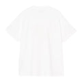 Carhartt WIP S/S Cheese Toast T-Shirt en color blanco, vista trasera plana. Camiseta de algodón orgánico Single Jersey de 175 g/m² con cuello redondo ribeteado, manga corta holgada y espalda completamente lisa. Corte loose fit.