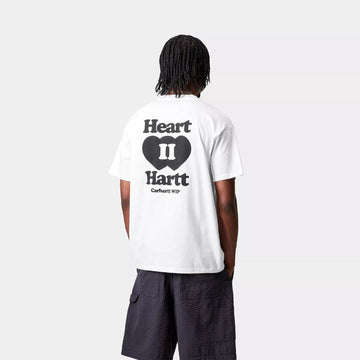 Camiseta blanca Carhartt WIP S/S Heart II Hartt T-Shirt vista trasera con estampado gráfico Heart II Hartt