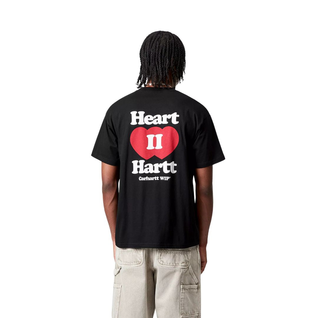 Camiseta negra Carhartt WIP S/S Heart II Hartt T-Shirt vista trasera con diseño gráfico Heart II Hartt
