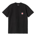 Camiseta de manga corta con bolsillo Carhartt WIP S/S Pocket Heart T-Shirt Negra con etiqueta Carhartt de un corazón rojo en el pecho