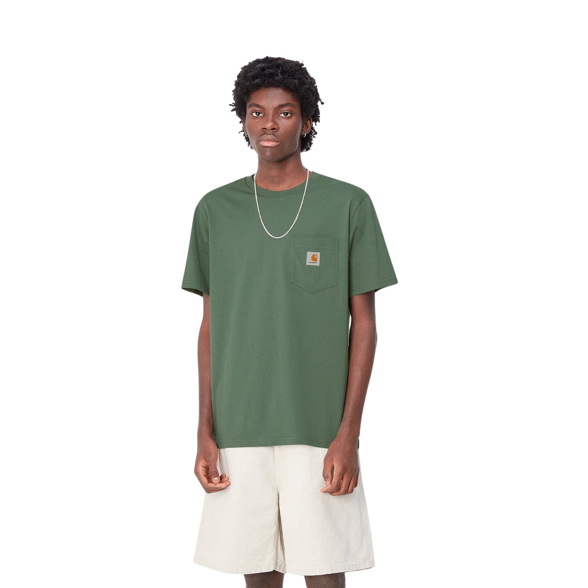 Hombre con la camiseta básica de manga corta con bolsillo Carhartt WIP S/S Pocket T-Shirt Verde