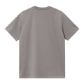 Camiseta Carhartt WIP S/S Script T-Shirt color Shady Grey, vista trasera en plano extendido sobre fondo blanco. Espalda lisa sin estampado, corte holgado y acabado en punto de algodón.