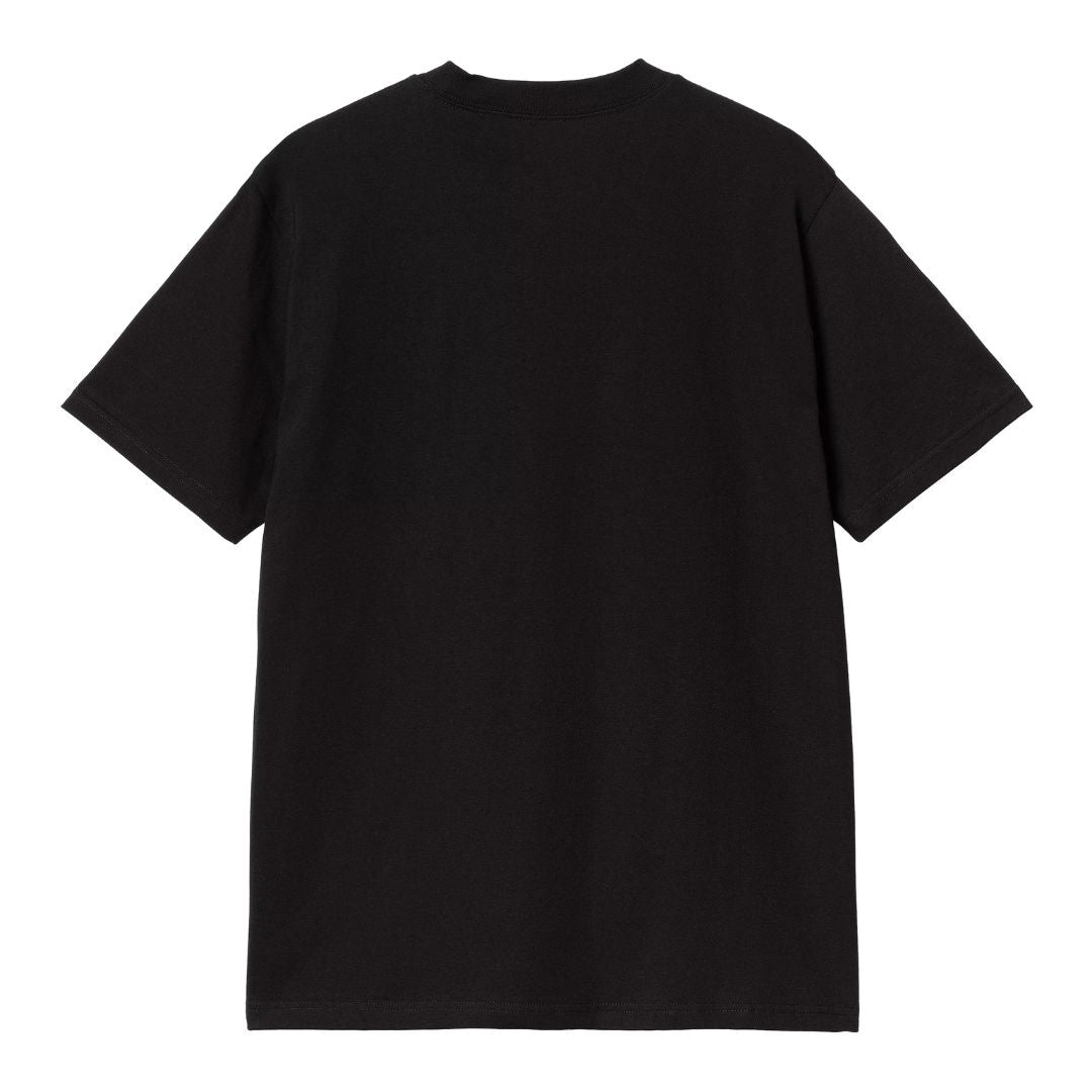 Parte trasera de la camiseta Carhartt WIP Solar Chrome Script negra sin diseño gráfico