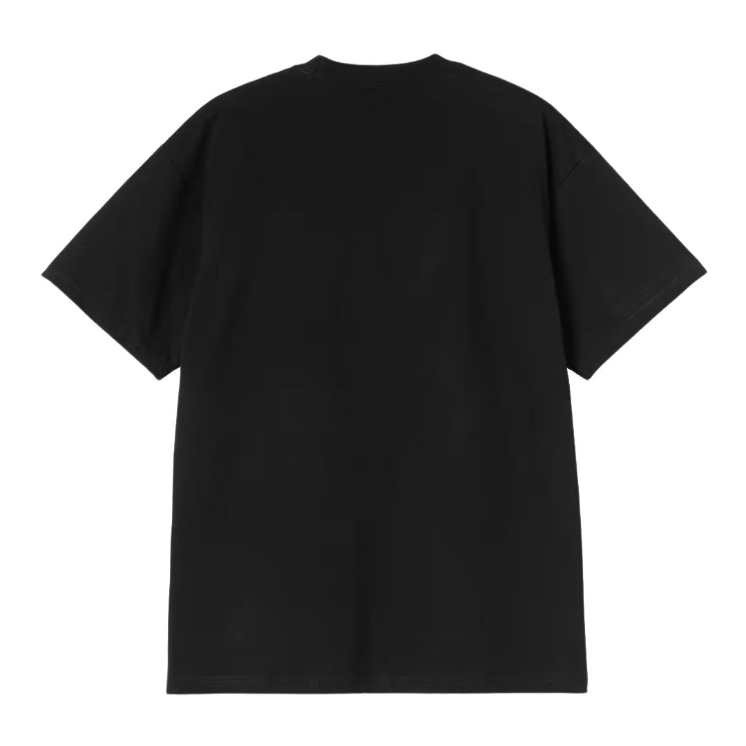 Carhartt WIP S/S Spoiled T-Shirt negra vista trasera, camiseta streetwear de algodón orgánico con corte holgado y cuello redondo.