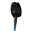 Vista interior de la tobillera negra del leash Creatures Reliance 2.0 Standard Duty 6' cyan twist black con tejido de malla antideslizante, asa Quick Release y cierre de velcro moldeado.