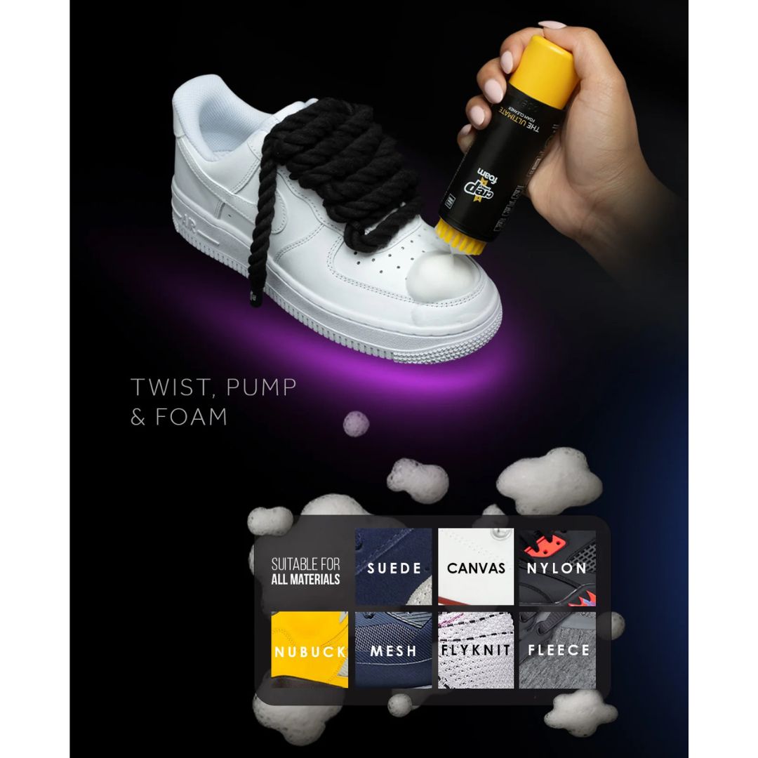 Limpieza de zapatillas con Crep Protect Foam Mini resultado profesional.