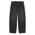 Dickies 958 Baggy Tapered Work Jeans Black Washed Fade vista frontal completa corte baggy tapered en sarga de algodón 100%.