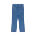 Vista trasera de los pantalones Dickies 993 Regular Tapered Carpenter en color classic blue con bolsillos de parche y etiqueta Dickies.