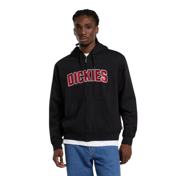 Sudadera Dickies Aitkin ZT Hoodie negra con cremallera frontal y diseño urbano clásico.