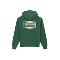 Sudadera con cremallera y capucha Dickies Bolivar FZ color Pine Needle Green - vista trasera con logo en relieve.