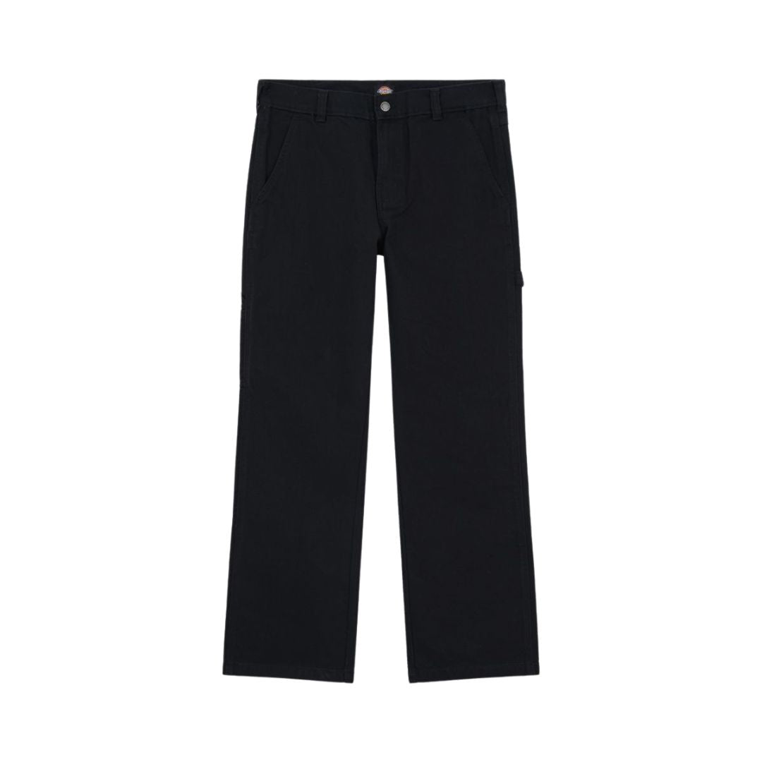 Pantalón Dickies Carpenter Canvas en color negro visto de frente, corte recto con bolsillos delanteros.