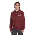 Modelo vistiendo sudadera Dickies Donut House Hoodie color andorra vista frontal con capucha puesta.