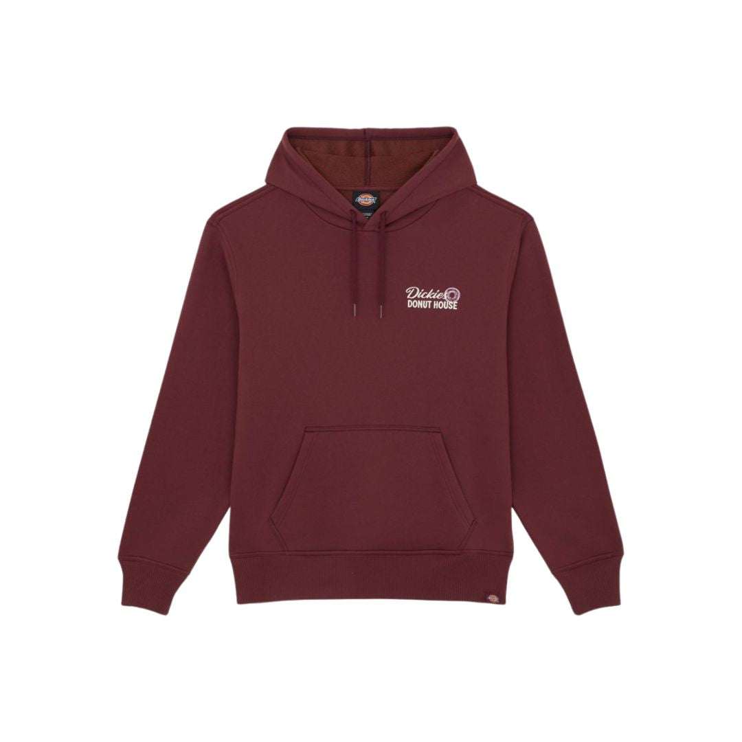 Sudadera con capucha Dickies Donut House Hoodie color andorra vista frontal con bolsillo canguro y logo pequeño.
