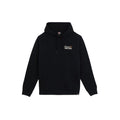 Sudadera Dickies Donut House Hoodie negra, vista frontal con capucha ajustable y bolsillo canguro.