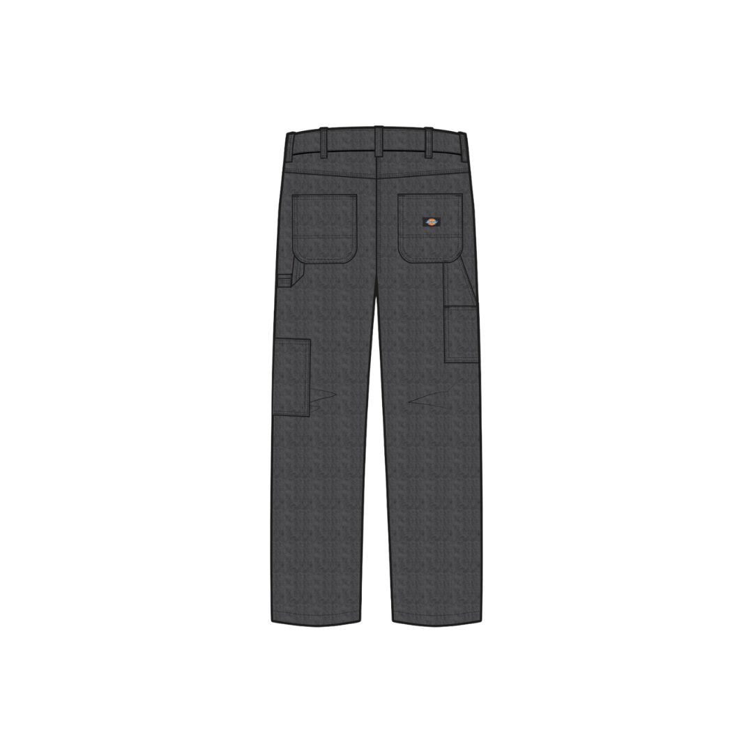 Dickies Double Knee Canvas Carpenter Pant en color negro, vista trasera con bolsillos y etiqueta tejida.