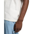 Detalle de la etiqueta lateral de Dickies en la camiseta Dry Ridge SS Tee color egret.