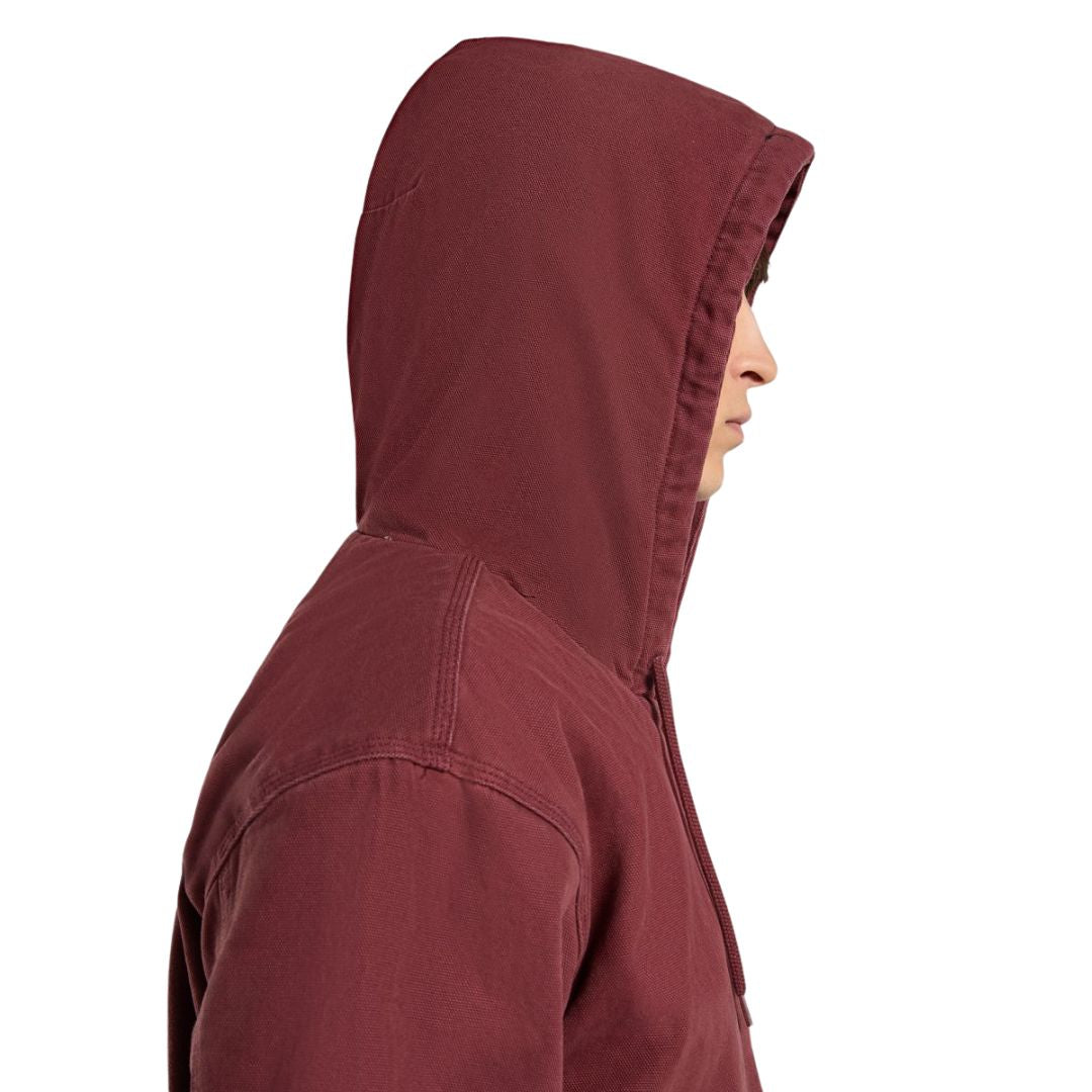 Vista lateral de la capucha de la chaqueta Dickies Hilham Hooded Canvas color Andorra.