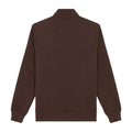 Sudadera Dickies Oakport Quarter Zip marrón chocolate vista trasera sobre fondo blanco, con espalda lisa, cuello alto, costuras de hombro y puños y cintura de canalé.