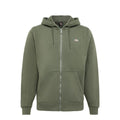 Sudadera con capucha Dickies Oakport Zip Hoodie verde Deep Depth, vista frontal con cremallera completa, cordones de la capucha, dos bolsillos canguro y parche Dickies en el pecho.