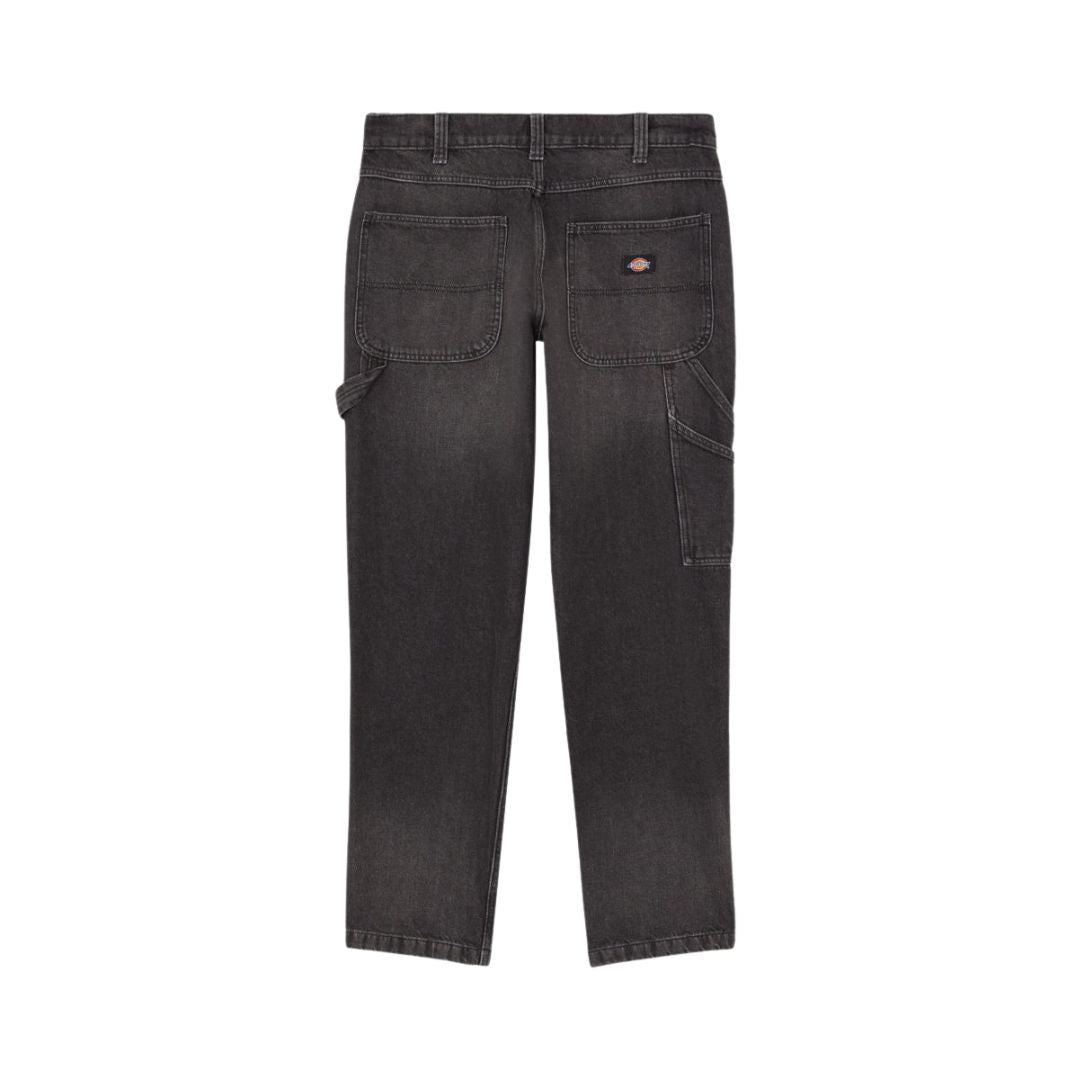 Pantalón Dickies Garyville Denim color negro lavado desgastado, vista trasera plana.