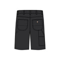 Vista trasera de los pantalones cortos Dickies Duck Carpenter Short negros con bolsillos traseros y bolsillo tipo carpenter.