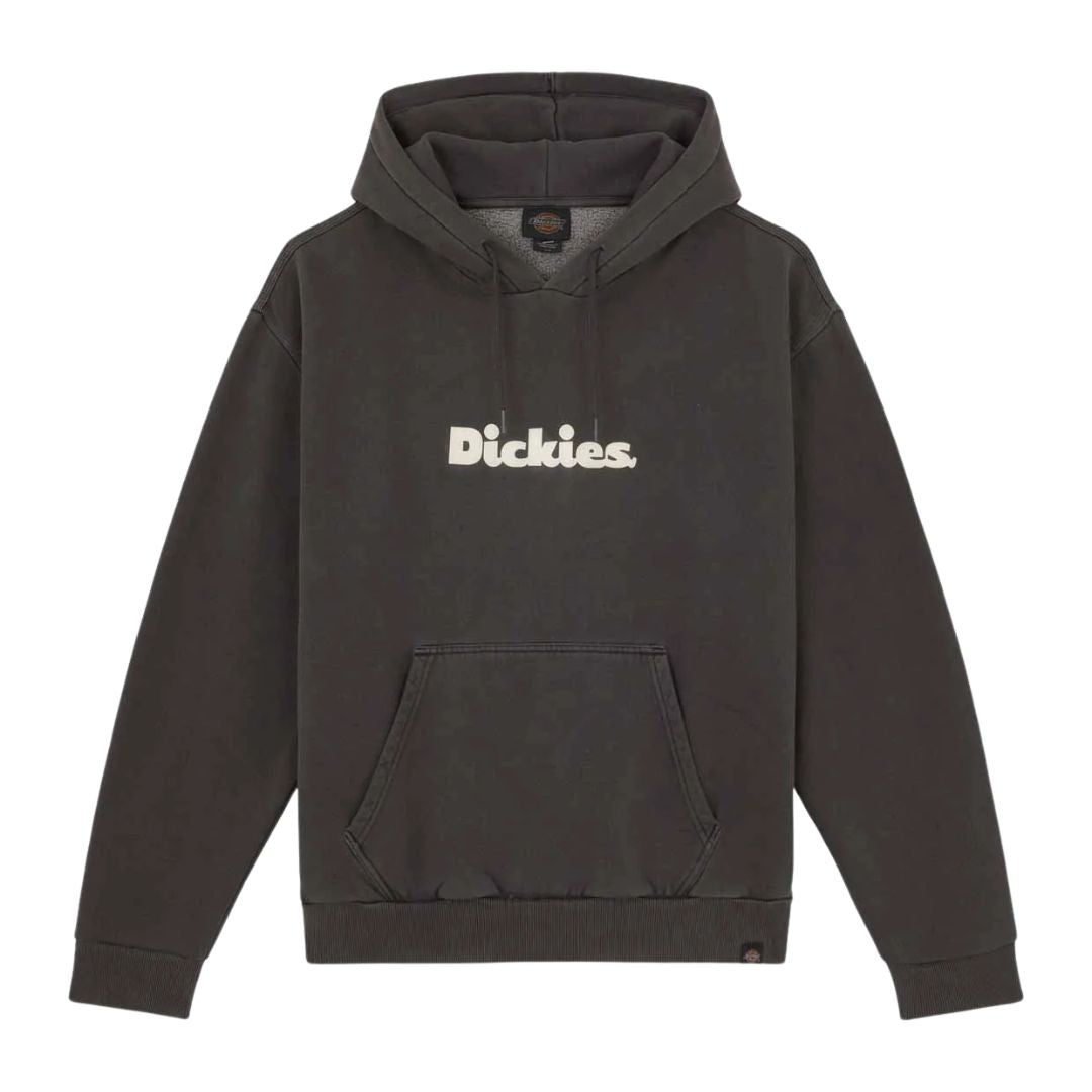 Sudadera con capucha Dickies Slayden GD Hoodie negra con logotipo frontal y acabado garment dye.