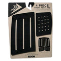 Firewire 4 Piece Front Foot Traction Pad negro, pad delantero surf 4 piezas con textura rectangular y espuma Bloom.