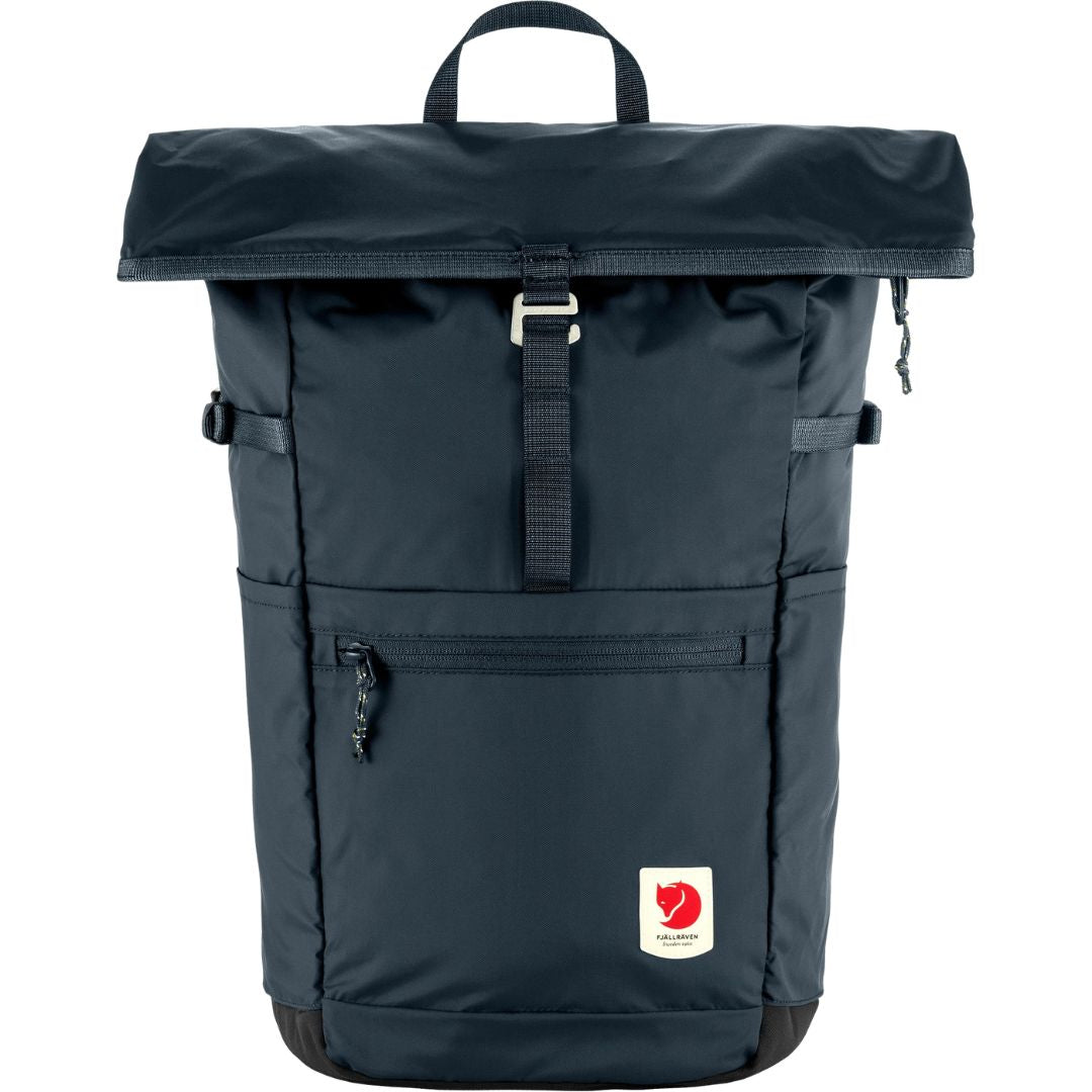 Vista frontal de la mochila Fjällräven High Coast Foldsack 24 navy completamente desplegada