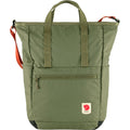 Vista frontal de la mochila Fjällräven High Coast Totepack en color green con logotipo y diseño minimalista