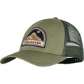 Gorra Fjällräven Badge Långtradarkeps color green con diseño trucker, parche bordado frontal, visera curva en tejido G-1000 y paneles de malla reciclada.