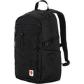Fjällräven Skule 24 mochila 24L color black vista lateral con bolsillo elástico y ajuste lateral.