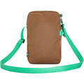 Bolso pequeño Fjällräven Vardag Pocket Small en color khaki dust con correa verde, vista trasera.