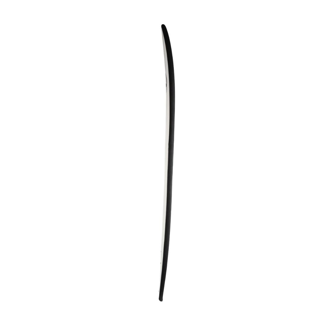Perfil lateral de la tabla de surf mini long Flysurf Cold Hawaii 8.0 mostrando su grosor y rocker.